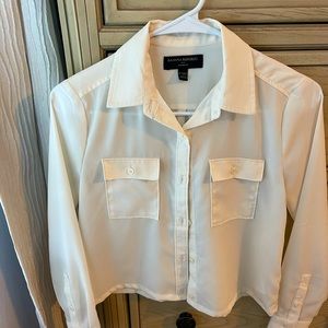 Petite xxs cropped silk banana republic button down blouse, like new